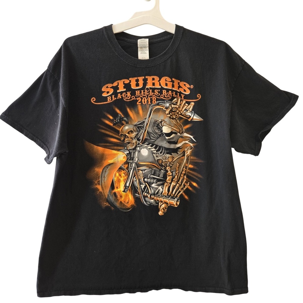 Sturgis‎ Black Hills Rally 2018 Skeleton Motorcycle Graphic T Shirt XL Biker Tee
